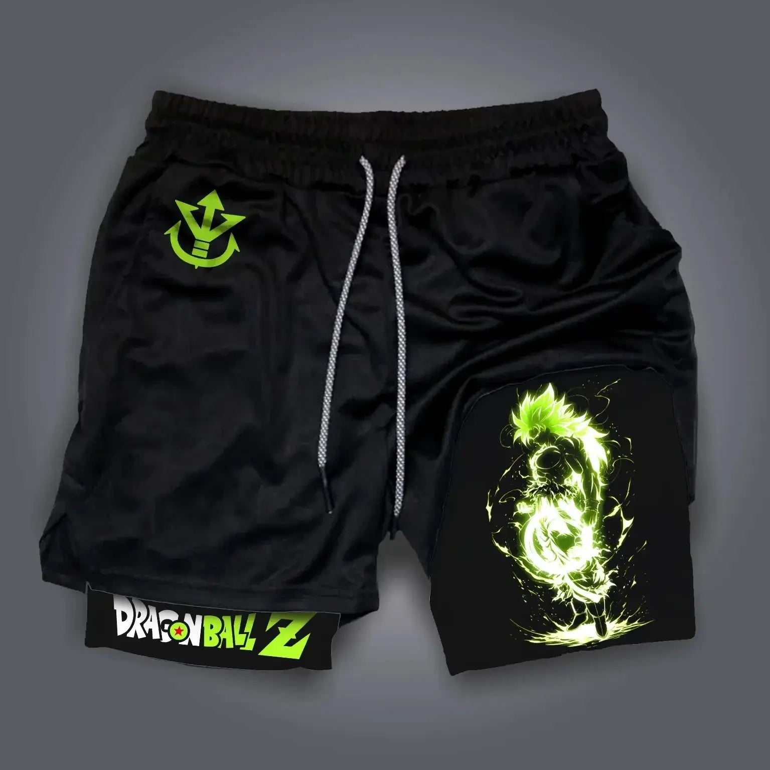 Dragon Ball Anime Peripheral Majin Buu GOKU Printed Sports Double-layer Shorts American 2025 Summer Men's Loose Breathable Pants, Produit gaming premium Fraquane