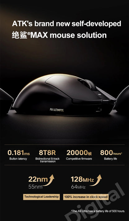 ATK Dragonfly A9 Ultimate bezdrôtová herná myš A9 Air PAW3950 ultraľahká ergonomická e-športová myš pre hráčov FPS CSGO A9 Ultra
