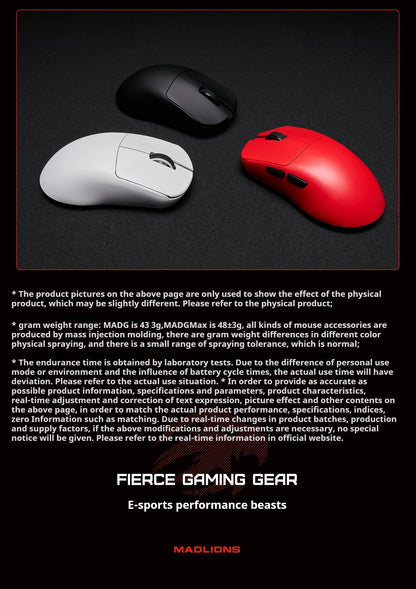 FGG Madlions Mad G Pro Max — oryginalna ultralekka bezprzewodowa mysz gamingowa 8K HZ Dual-Mode o niskim opóźnieniu, PAW3395, akcesoria dla graczy, prezenty