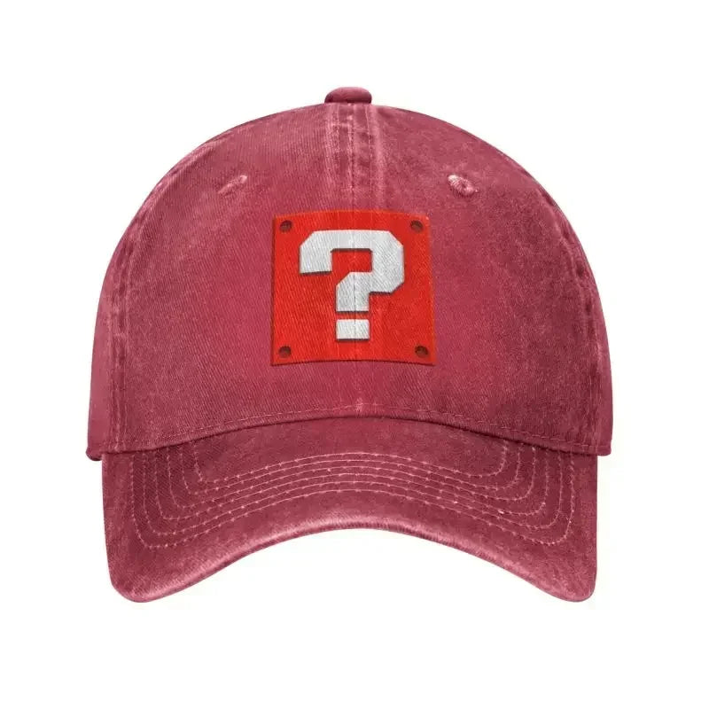 Casquette de baseball personnalisée, style Cartoom, avec motif « Question Block », pour femmes et hommes, ajustable, unisexe, en coton, style « Dad Hat », casquettes Snapback performantes