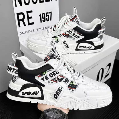 High Quality Men's Sneakers Light PU Leather Casual Shoes for Men Lace Up Flats Luxury White Black Tenis Shoes Zapatillas Hombre