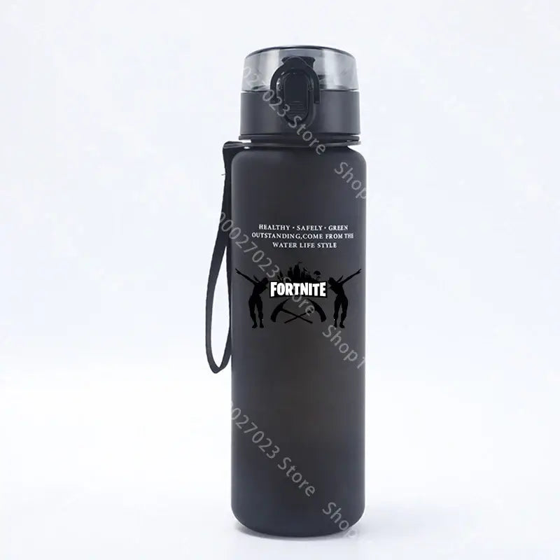 Garrafa de água desportiva Fortnites de 650ML, kawaii, motivacional, à prova de fugas, portátil e reutilizável, para exterior, viagens e ginásio, novo presente giro
