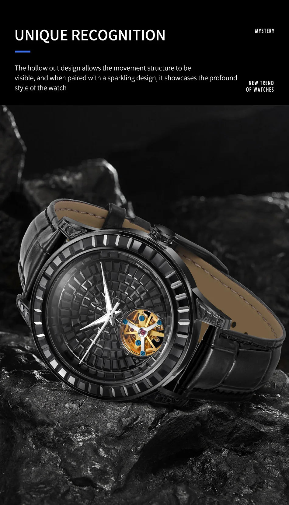 2025 New Haemmer Jacob Diamond Face Tourbillon Mechanical Men's Watch Men's Genuine Leather Glowing Mechanical Watch
