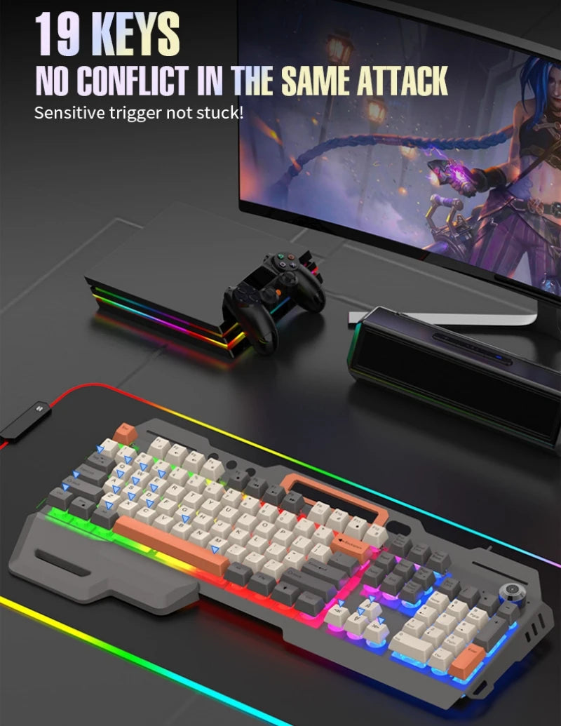 Russian Gaming Keyboard With Russian Layout Spanish Arabic Korean Keyboard Mouse Gamer 104 Keys 100% Layout Wired RGB Light K90