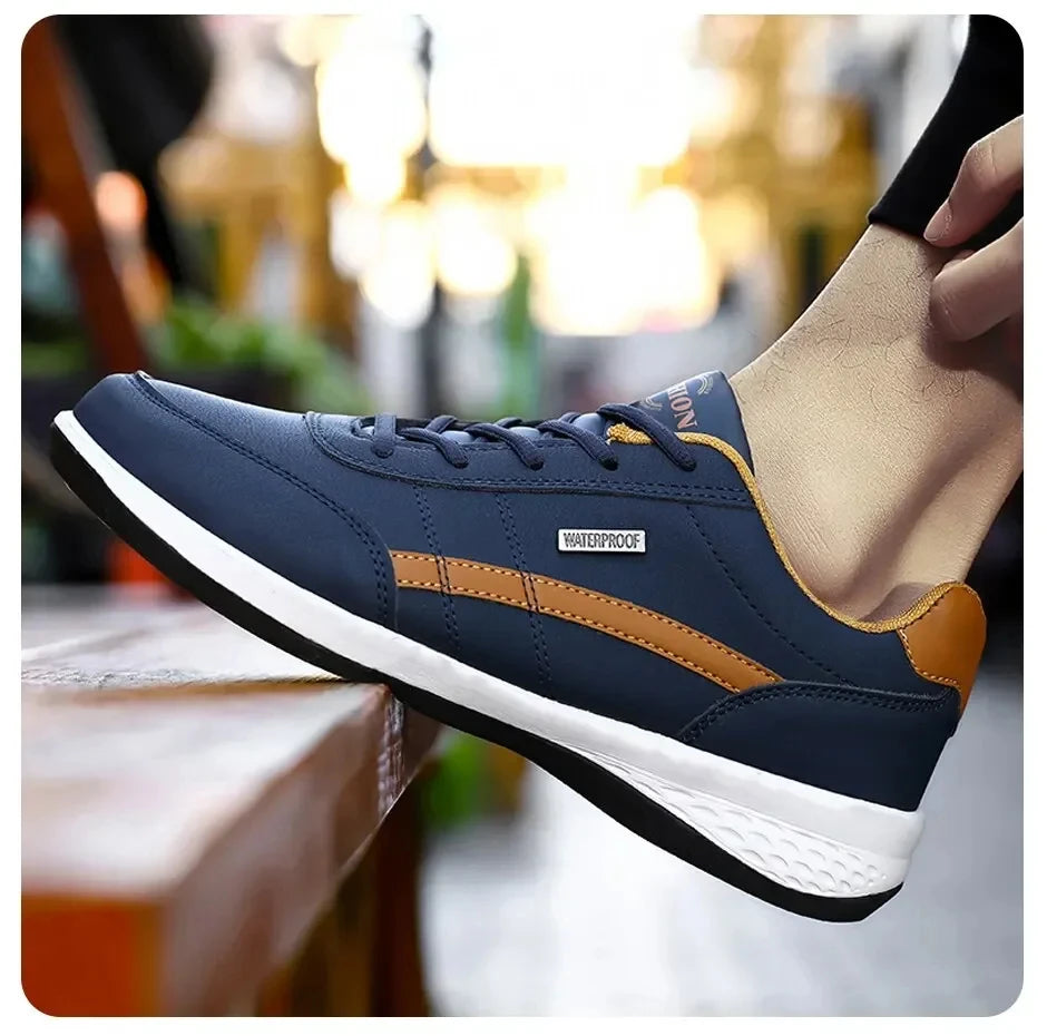 Leather Sneakers for Men, Casual Shoes, Soft Bottom, Outdoor Walking Shoe, Sports, Four Seasons
