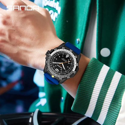SANDA Luxury Men's Solar-powered Watch Creative Quartz Dial Luminous Hands Waterproof Sport Student Wristwatch Innovative Design