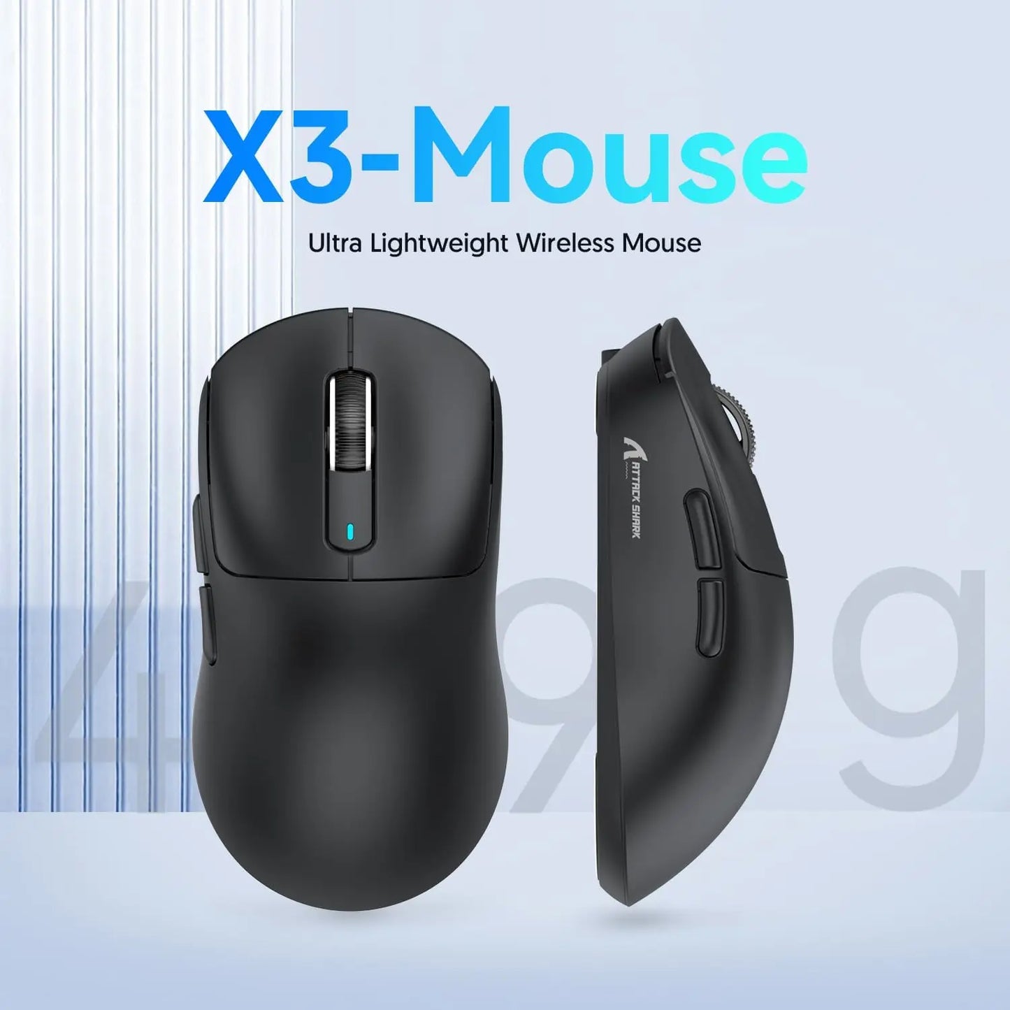 Attack Shark X3/X3 Pro Wireless Gaming Mouse, 26K DPI PixArt PAW3395, Tri-Mode Bluetooth 5.2/2.4G/Wired, 49g Ultralight Gaming Mouse for PC