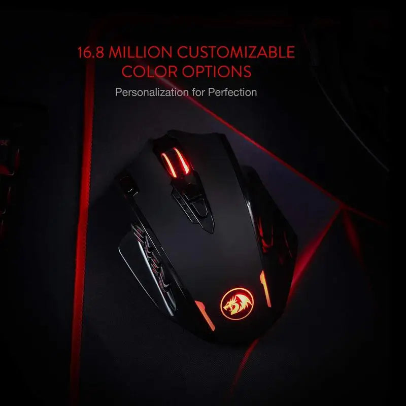 Mouse da gaming Redragon M913 16000 DPI cablato e wireless 2.4Ghz RGB ottico, 16 pulsanti programmabili, mouse nero/bianco