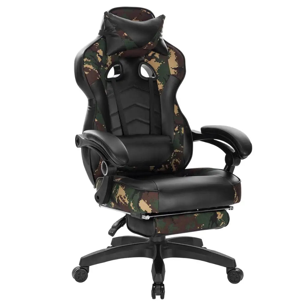 WOLTU Swivel Gaming Racing Chair Desk Office Computer Chair Sports Seat with Headrest Lumbar Cushion Footrest Gamer Chair