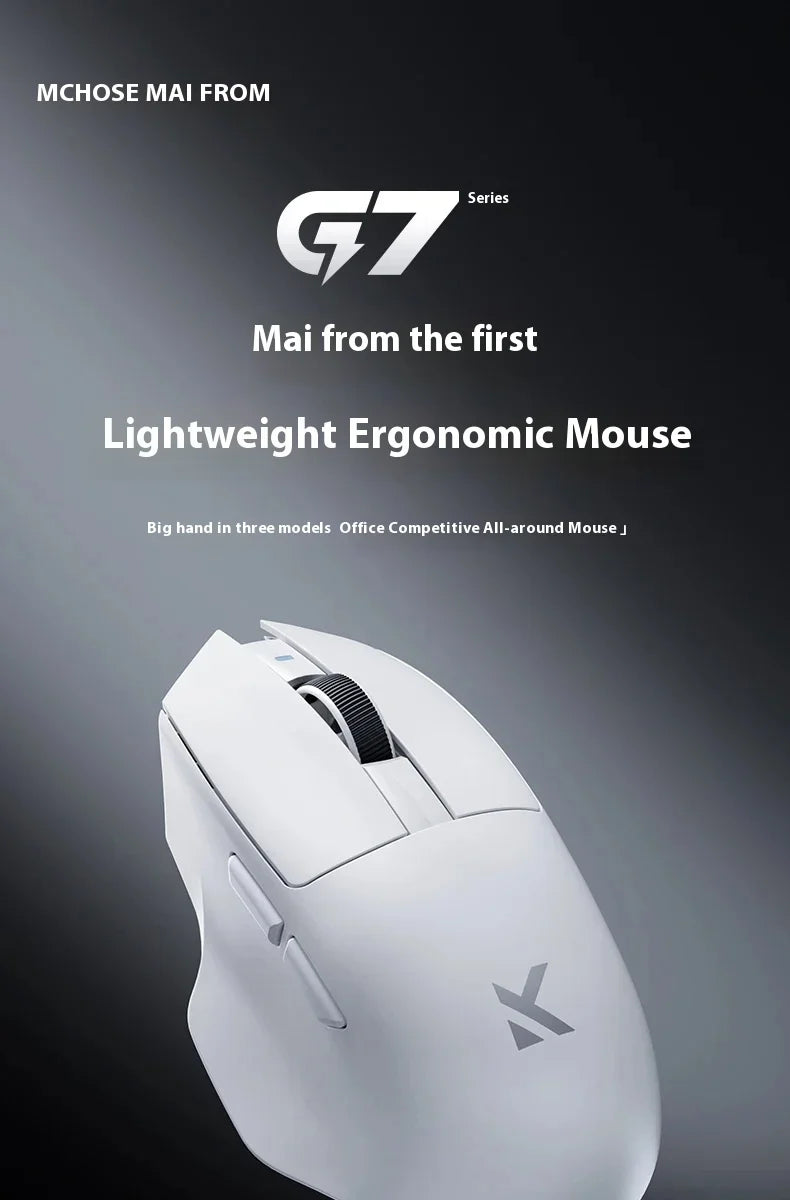 NAUJA G7 PRO žaidimų pelė, trijų režimų belaidė „Bluetooth“ ergonomiška lengva pelė, pritaikytas PC biuro ir žaidėjų aksesuaras