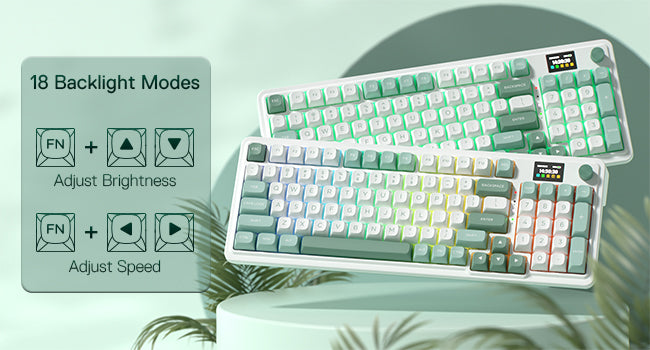 Redragon K719 Wireless Gasket Gaming 95 Keys Mechanical Keyboard, Easy-Control 1.14’’ TFT Info Display, Mint Mambo Switches