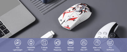 Rato Gaming Redragon M916AK PRO 3-Mode Anime 42G Ultra-Light 26K DPI com Botões Totalmente Programáveis